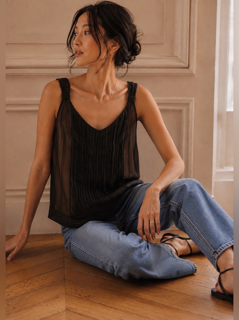 White House Black Market Pleated Top